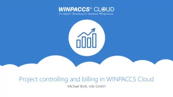 Project controlling and billing in WINPACCS Cloud  Michael Bork, mbi GmbH  Proj  oject  ect contr