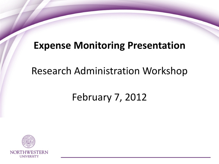 expense monitoring presentation research administration