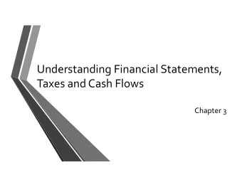 Understanding Financial Statements, Taxes and Cash Flows Chapter 3 Learning Objectives 1. Describe