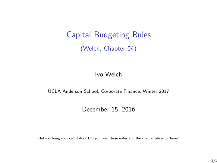 capital budgeting rules