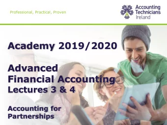 Advanced  Financial Accounting  Lectures 3 &amp; 4  Accounting for  Partnerships  Learning Outcomes