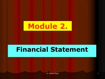 Module 2.  Financial Statement  Dr. Varadraj Bapat  1  Financial Statements  Profit and Loss