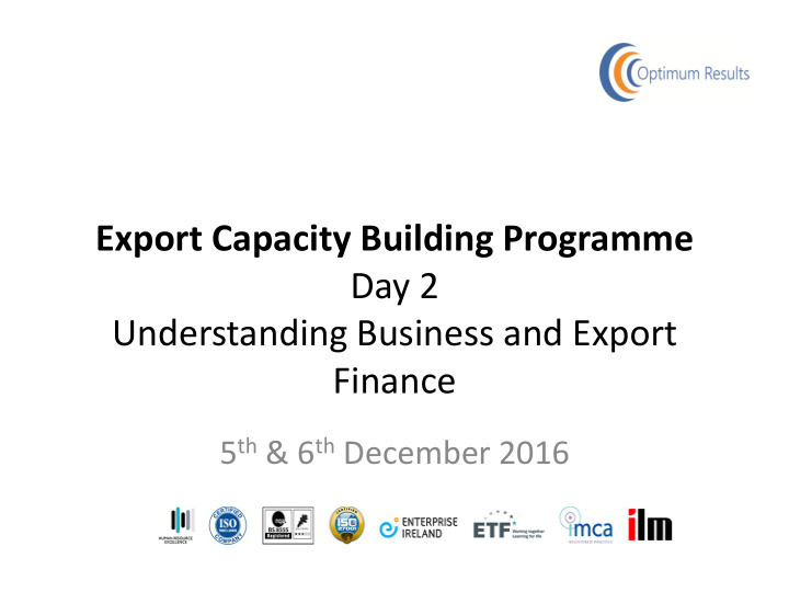 export capacity building programme