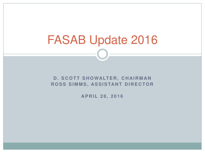fasab update 2016