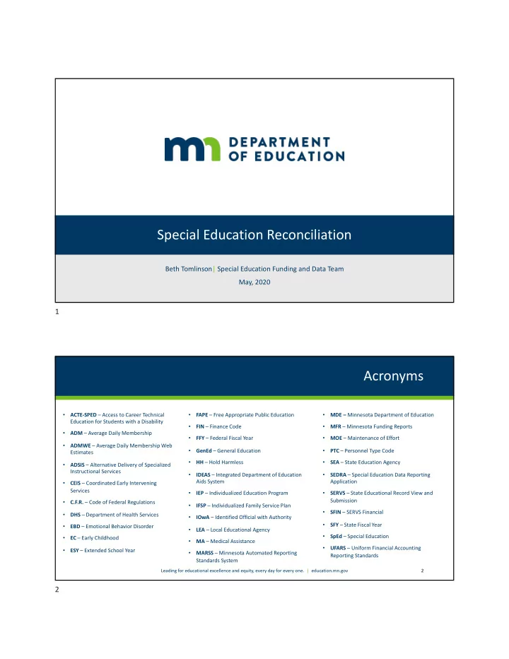 special education reconciliation