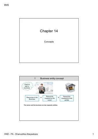 Chapter 14  Concepts  1  Business entity concept  I want to  start a  business  Resources