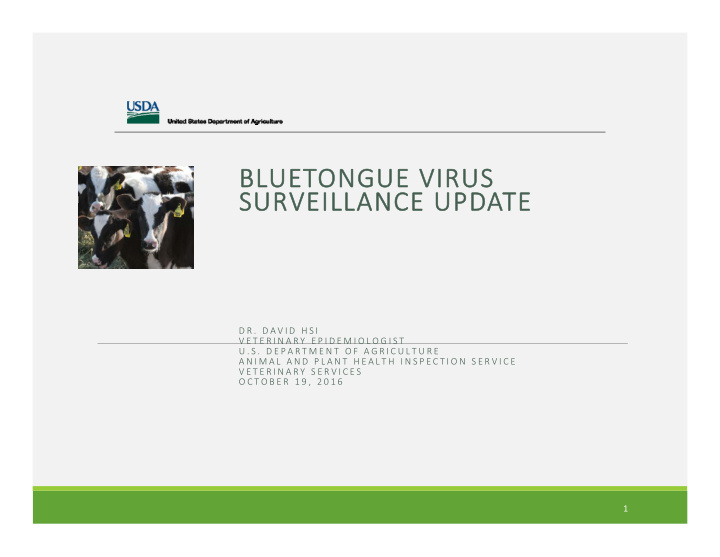 bluetongue virus surveillance update