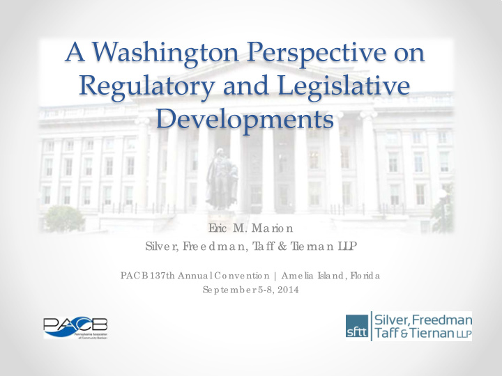 a washington perspective on regulatory and legislative