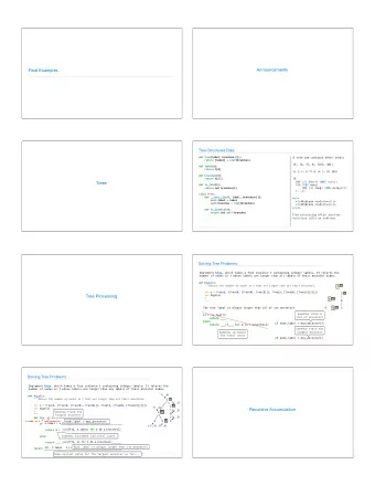 Announcements  Final Examples  Tree-Structured Data  def tree(label, branches=[]):  A tree can