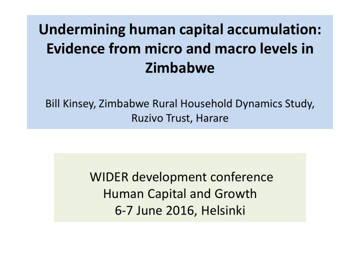 undermining human capital accumulation evidence from