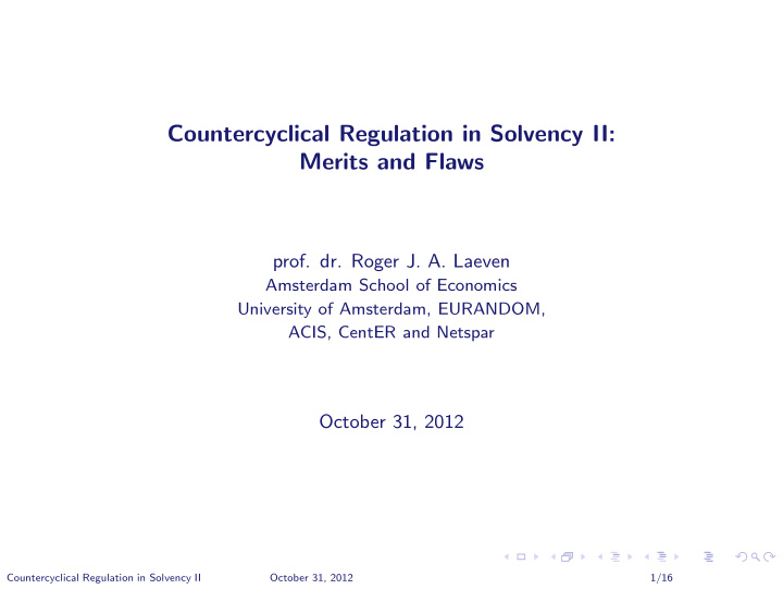 countercyclical regulation in solvency ii merits and flaws