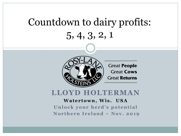 countdown to dairy profits 5 4 3 2 1