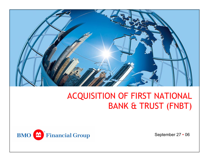 acquisition of first national bank trust fnbt