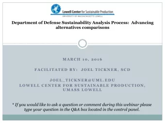 alternatives comparisons  M A R C H  1 0 ,  2 0 1 6  F A C I L I T A T E D  B Y :   J O E L  T I C