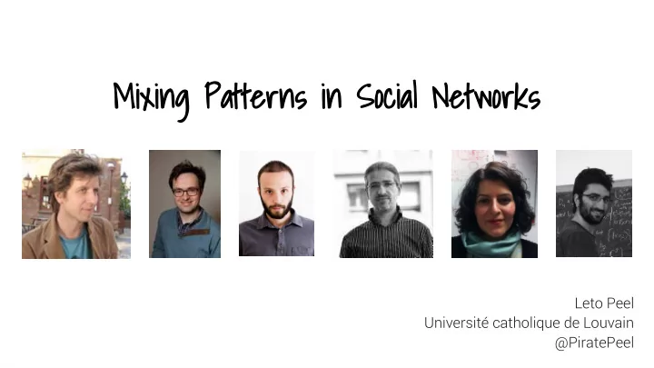mix mixin ing p g patterns i in s social n l networks