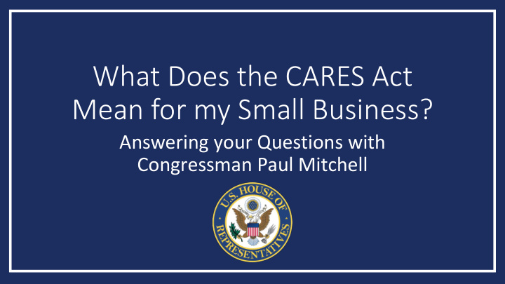 what does the cares act mean for my small business