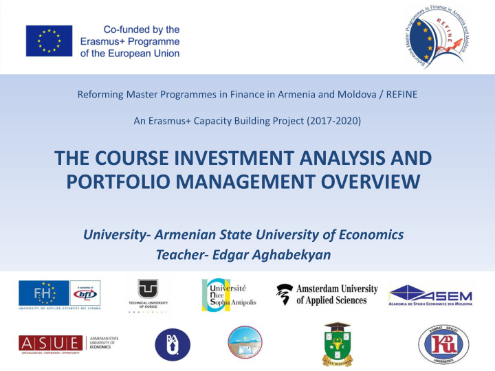 the course investment analysis and
