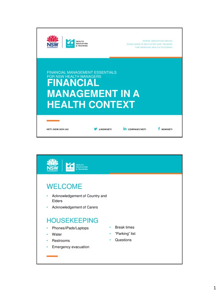 financial management in a health context