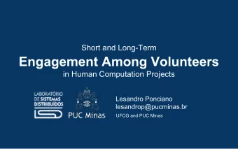 Human  Computation  Online Citizen  Science Projects  Characterisation of Volunteer Engagement