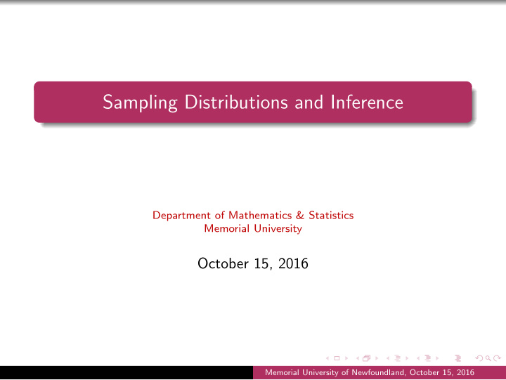 sampling distributions and inference