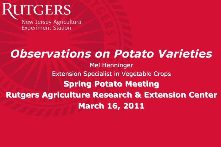 observations on potato varieties