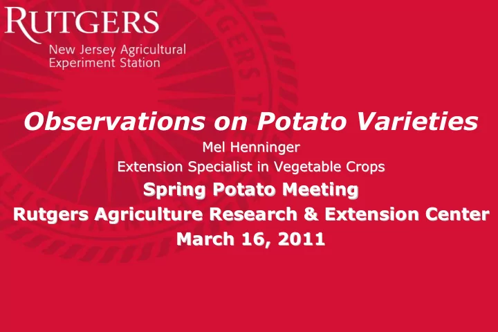 observations on potato varieties