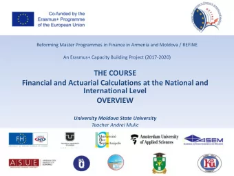 THE COURSE  Financial and Actuarial Calculations at the National and  International Level  OVERVIEW