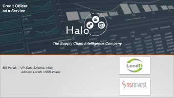Credit Officer  as a Service  The Supply Chain Intelligence Company Bill Panak  VP, Data