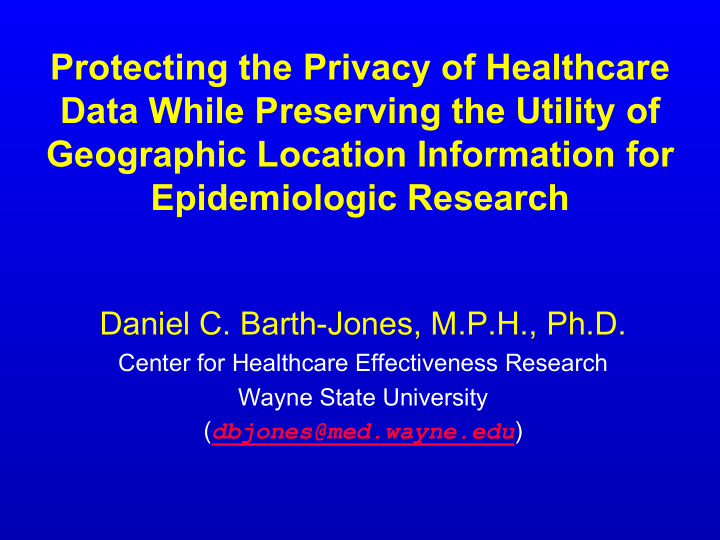 protecting the privacy of healthcare data while