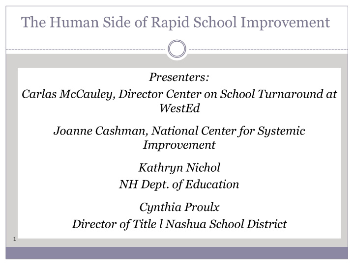 the human side of rapid school improvement