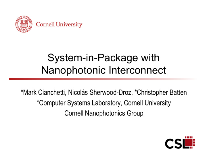 system in package with nanophotonic interconnect