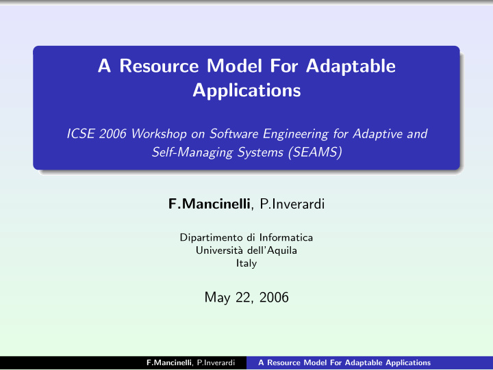 a resource model for adaptable applications
