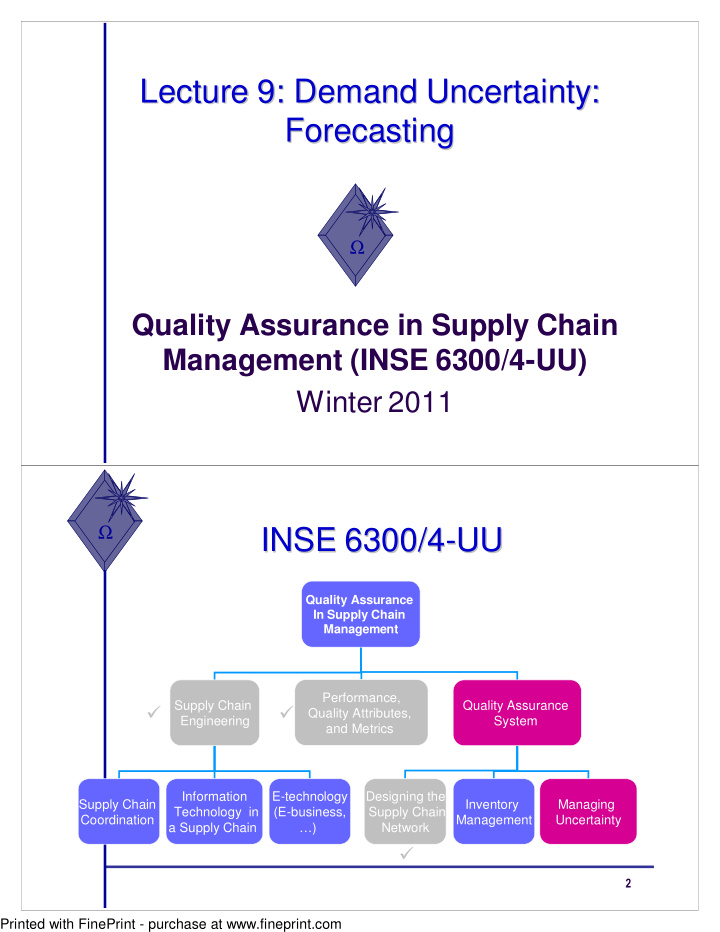 lecture 9 demand uncertainty demand uncertainty lecture 9