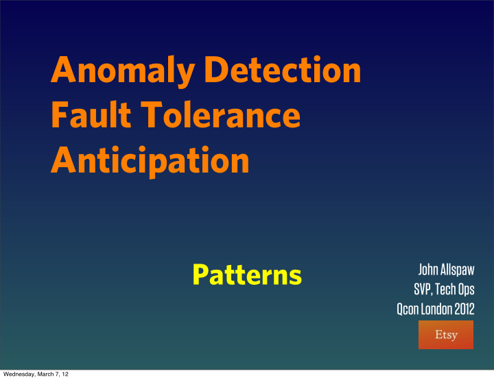 anomaly detection fault tolerance anticipation