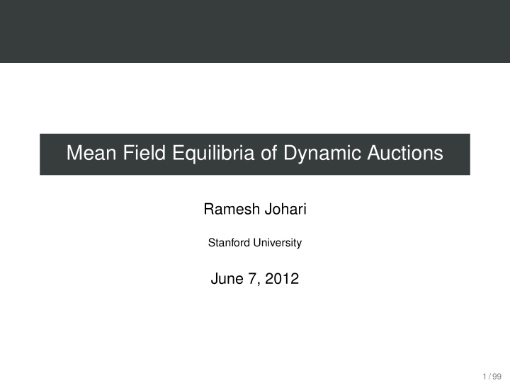 mean field equilibria of dynamic auctions