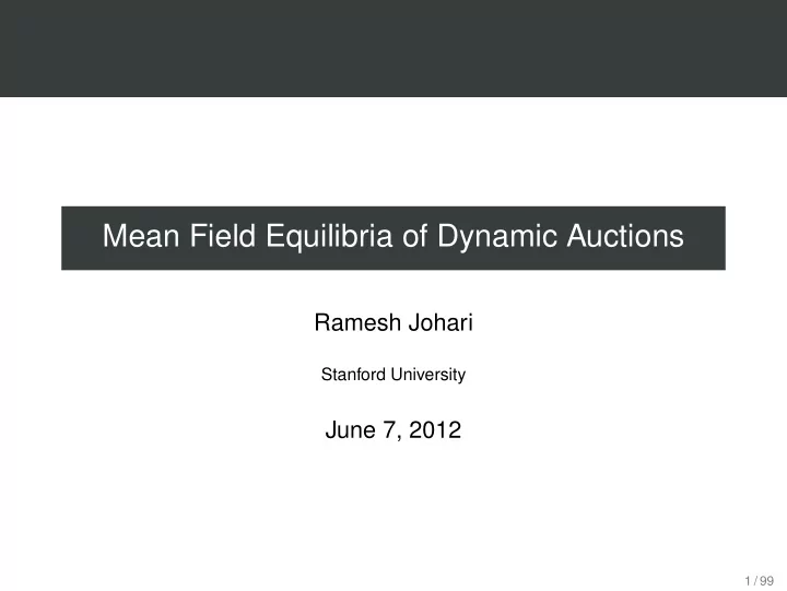 mean field equilibria of dynamic auctions