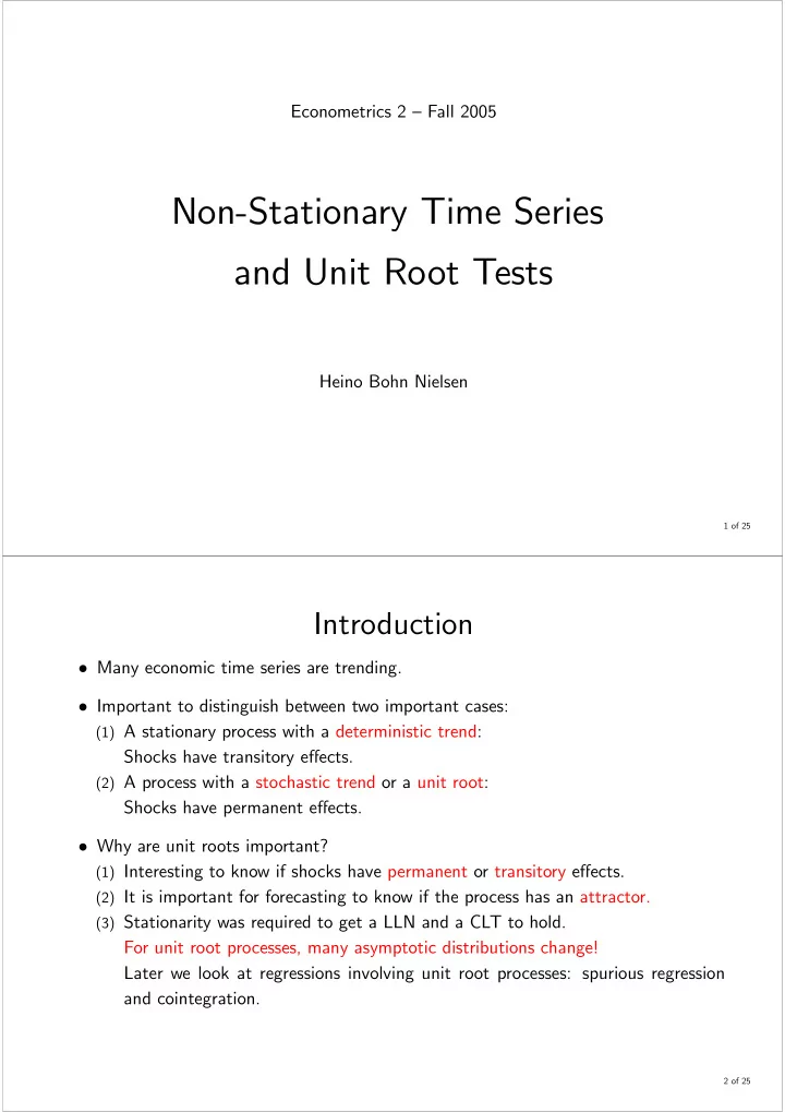 non stationary time series and unit root tests