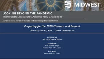 Preparing for the 2020 Elections and Beyond  Thursday, June 11, 2020  |  10:00  11:00 am CDT