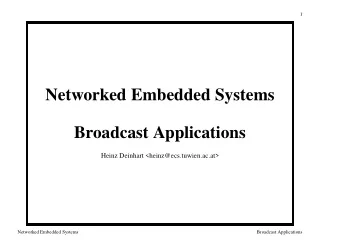 Networked Embedded Systems  Broadcast Applications  Heinz Deinhart &lt;heinz@ecs.tuwien.ac.at&gt;