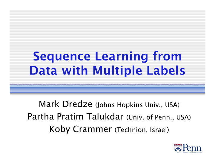 sequence learning from data with multiple labels