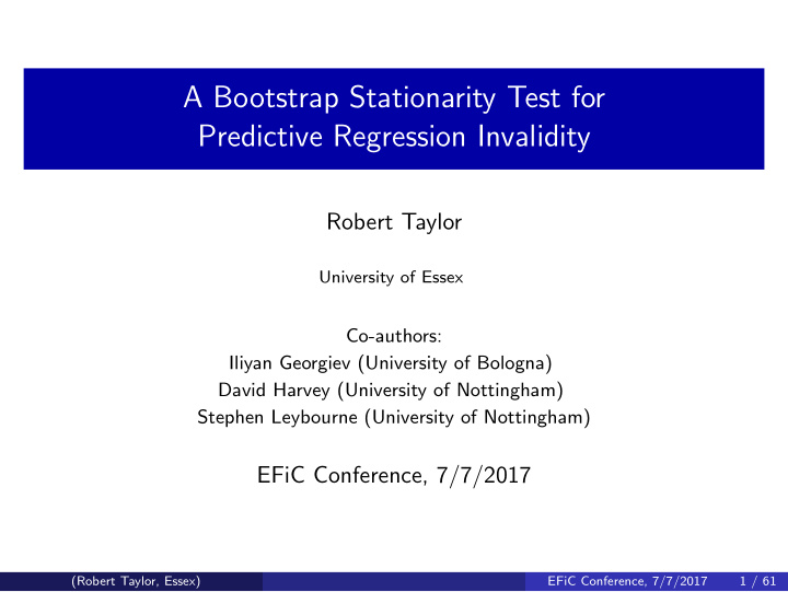 a bootstrap stationarity test for predictive regression