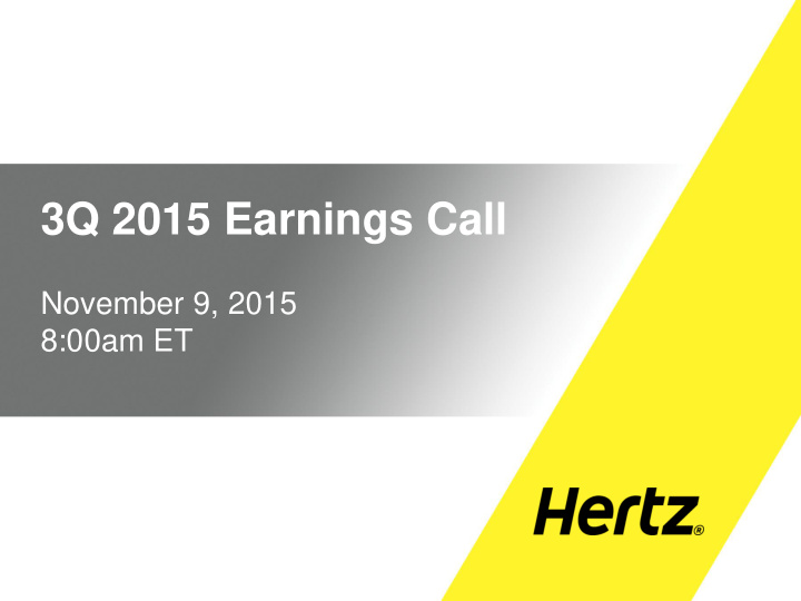 3q 2015 earnings call