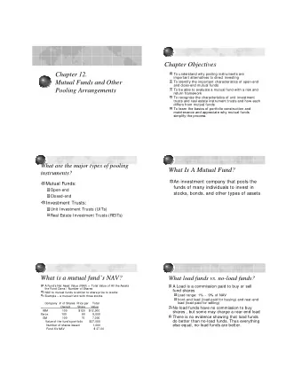 Chapter Objectives  Chapter 12.  To understand why pooling instruments are  important alternatives