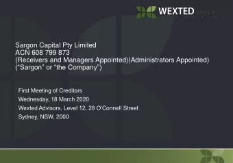 ACN 608 799 873  (Receivers and Managers Appointed)(Administrators Appointed)  (Sargon or