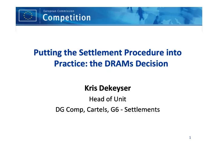 putting the settlement procedure into putting the