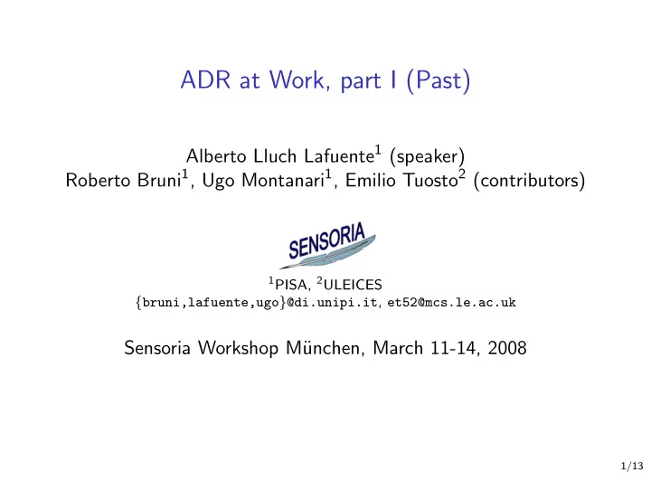 adr at work part i past