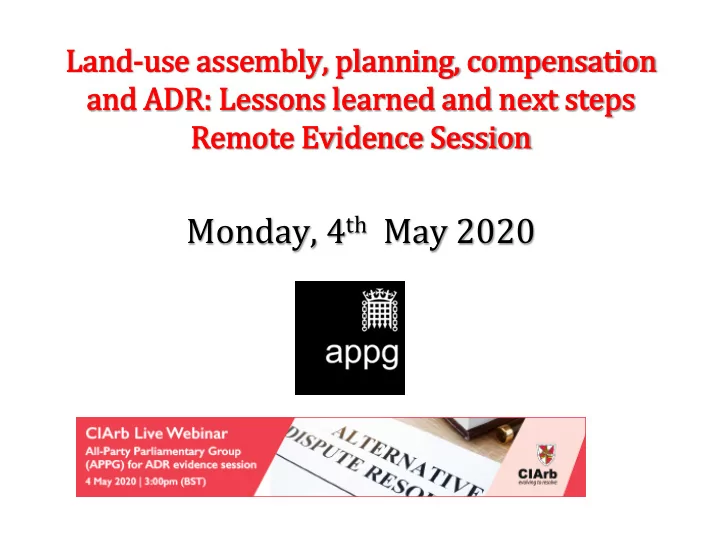 monday 4 th may 2020 lan land use se a assembl bly plann