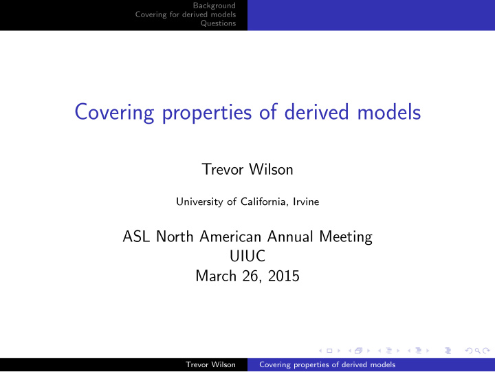 covering properties of derived models