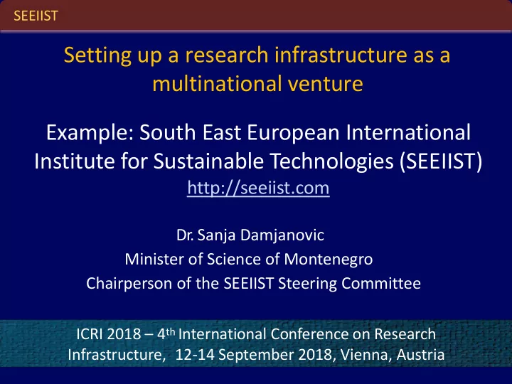 seeiist setting up a research infrastructure as a