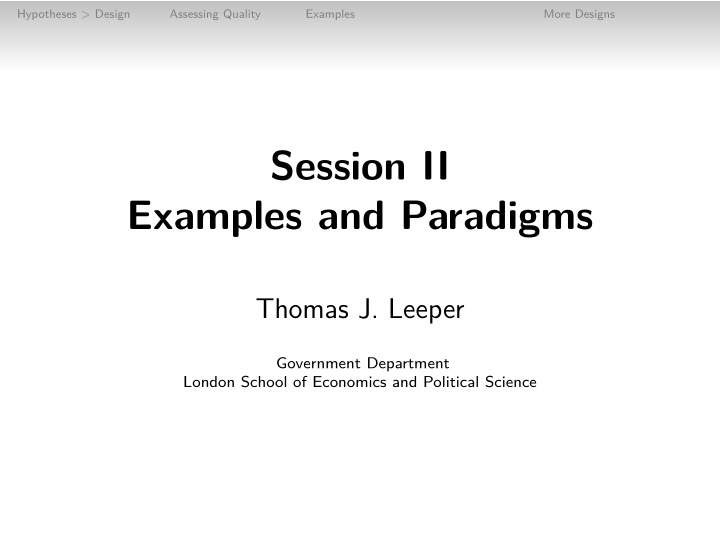 session ii examples and paradigms